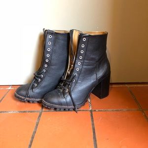 Report Signature chunky black stacked heel boot